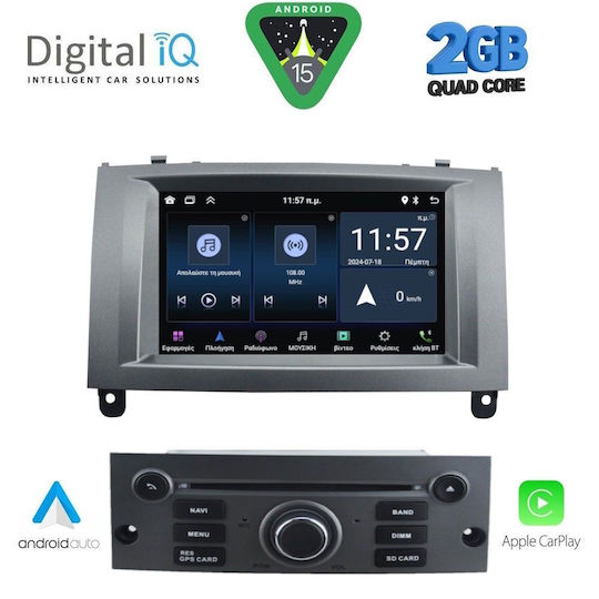 Digital IQ Car Audio System for Peugeot 407 2004-2011 with Clima (Bluetooth/USB/WiFi/GPS/Apple CarPlay/Android Auto) with 7" Touch Screen