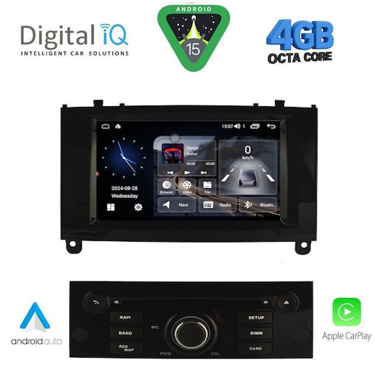 Digital IQ Car Audio System for Peugeot 407 2004-2011 with Clima (Bluetooth/USB/WiFi/GPS/Apple CarPlay/Android Auto) with 7" Touch Screen