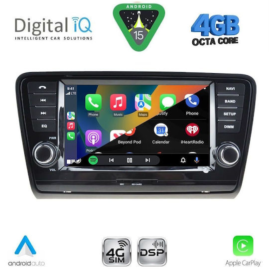 Digital IQ Ηχοσύστημα Αυτοκινήτου για Skoda Octavia 2013-2021 με Clima (Bluetooth/USB/WiFi/GPS/Apple-Carplay/Android-Auto) με Οθόνη Αφής 8"