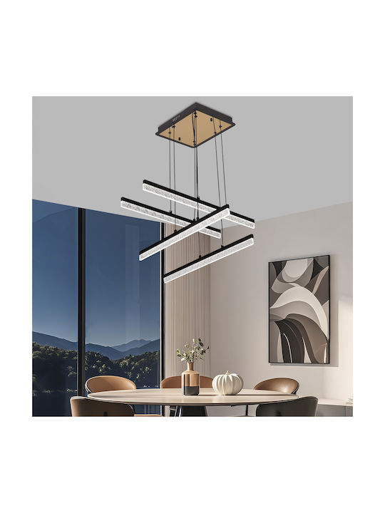 Alista Home Lumini Suspendate Negru LED Cu Lumină Alb Rece Cu Cristale Înălțime Reglabilă