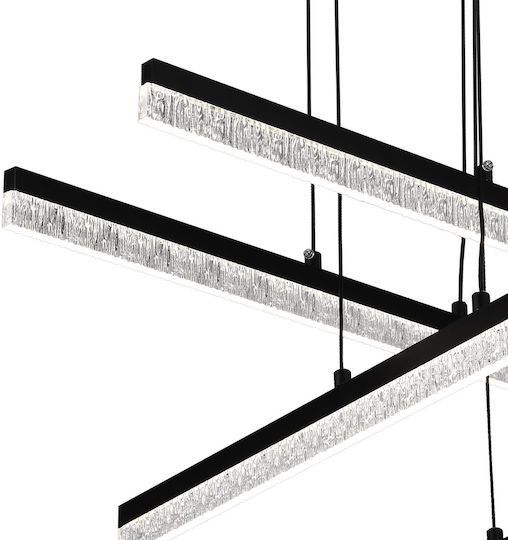 Alista Home Lumini Suspendate Negru LED Cu Lumină Alb Rece Cu Cristale Înălțime Reglabilă