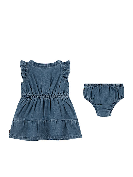 Mädchenkleid Denim Set Mit Slip Dunkel
