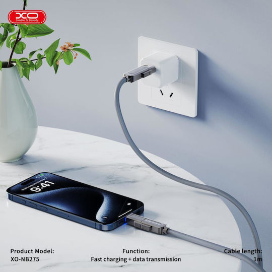 XO USB to Type-C / Lightning Cable Μαύρο 1m XO-857777