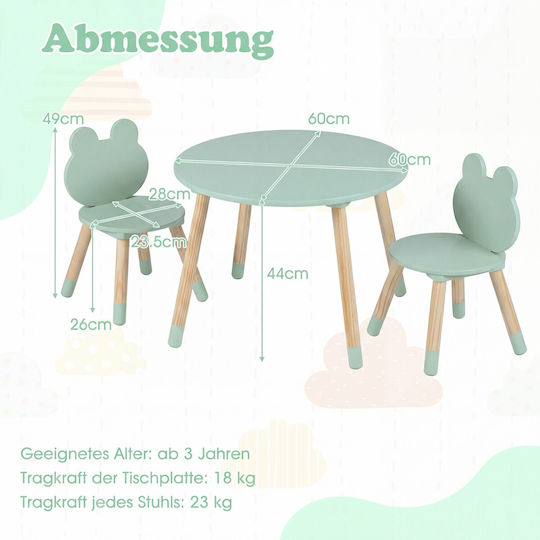 Kids Table for Painting Made of Wood Green Costway