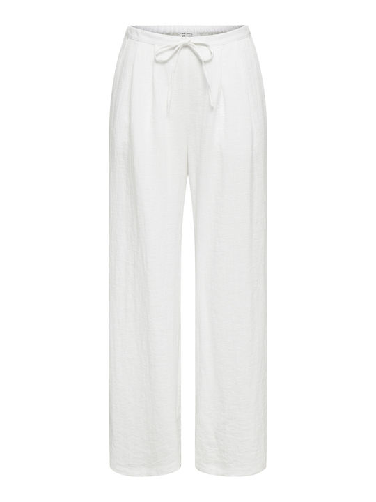 Wide Wide Women's Pantaloons with Rubber Band in Relaxed Fit White