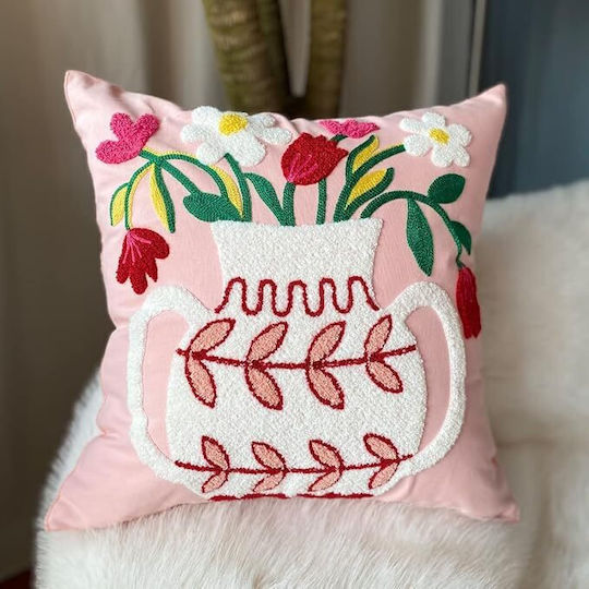 FRIPIA Decorative Pink Pillow Case 45x45cm