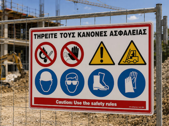 Τηρειτε Κανονες Ασφαλειας Πινακιδα Αλουμινιου 60χ90 Ινfοsign 11501