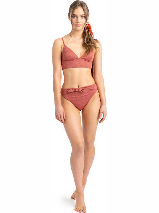 Wild Babe Bikini Slip με Κορδονάκια Καφέ