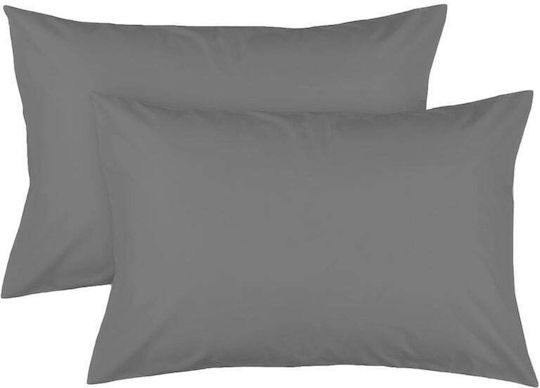 Aglika Σετ Μαξιλαροθήκες Dark Gray 50x70εκ.