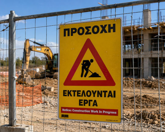 Προσοχη Εκτελουνται Εργα Πινακιδα Αλουμινιου 40χ60 Infosign 11015