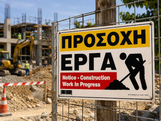 Προσοχη Εργα Πινακιδα Αλουμινιου 35χ48 Ινfosign 10517