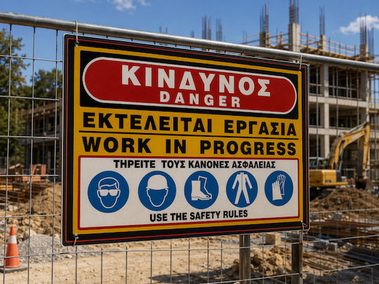 Κινδυνος Εκτελαιτε Εργασια Danger Work In Progress Πινακιδα Αλουμινιου 35χ48 Infosign 10506