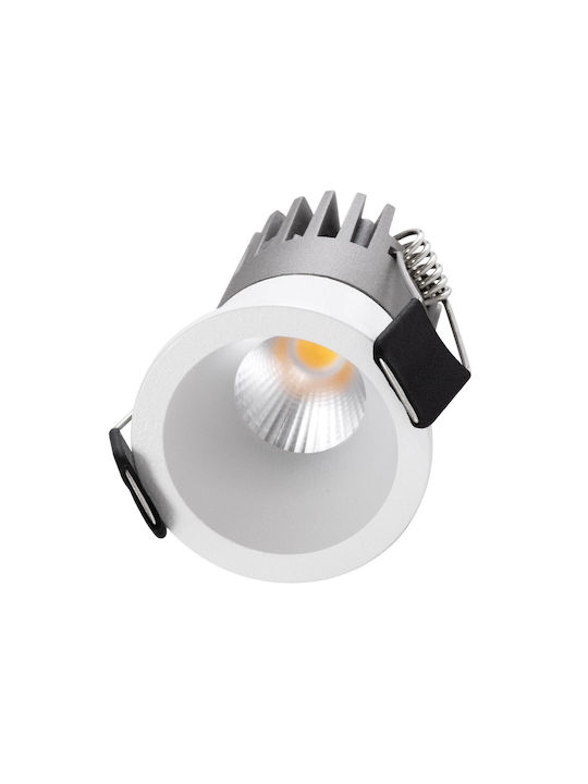 kelvo Metallic Recessed Spot with Built-in LED and Natural White Light White 4x4cm