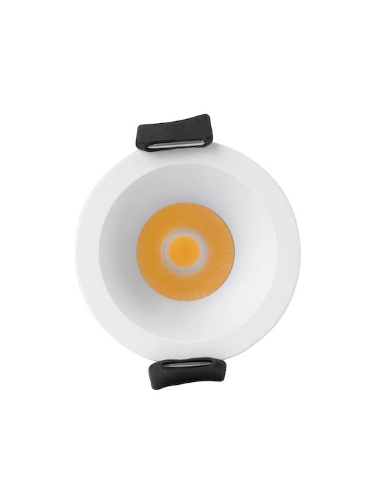 kelvo Metallic Recessed Spot with Built-in LED and Natural White Light White 4x4cm