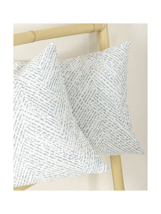 Nima Decorative Pillow Case Aria Made of 100% Cotton White Petrol 45x45cm