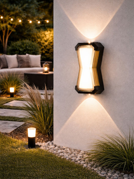 Led Wall Light Ax216 Outdoor Indoor 2 Sources X 10w Metallic Black 3000k