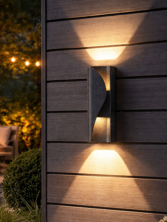 Led Wall Light Ax221 Outdoor Indoor 2 Sources X 6w Metallic Black 3000k