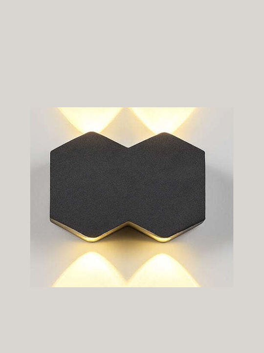 Lampă De Perete Led Ax231 Exterior Interior 4 Surse 10w Negru 3000k