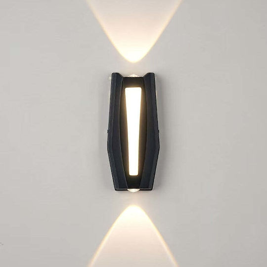 LED Стенно Осветително Тяло AX218 Външно Вътрешно 2 Източника X 8W Металик Черно 3000K