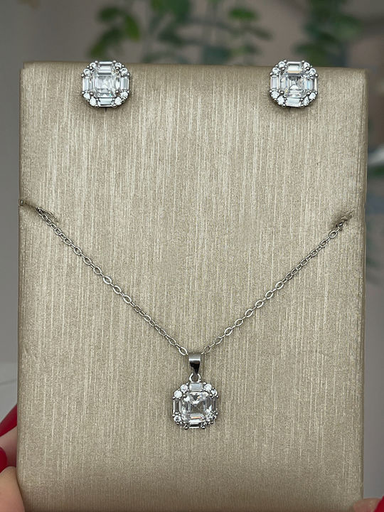 Schmuckset mit Halskette & Ohrringen aus Silber