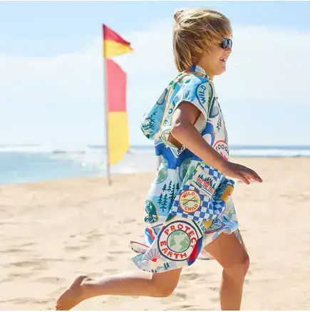 Dock & Bay Kid's Quickdry Beach & Swimming Pool Poncho Into Wild Microfiber 3-5 Years
