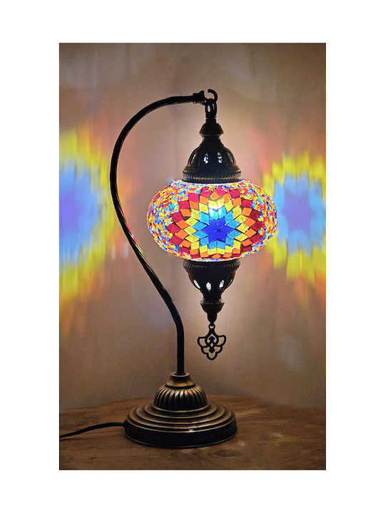 Heronia Decorative Table Lamp Metal Multicolor Glass Boho Oriental Moroccan Style Moroccan Style Lamp Adapter E14