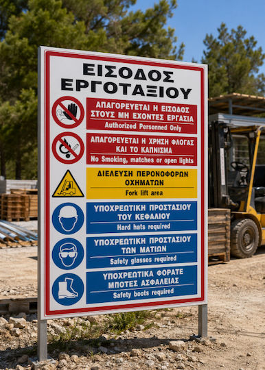 Εισοδος Εργοταξιου Πινακιδα Αλουμινιου 40χ60 Infosign 11014