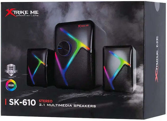 Xtrike Me SK-610 Компютърни тонколони 2.1 с RGB осветление и мощност 11W в Черен цвят