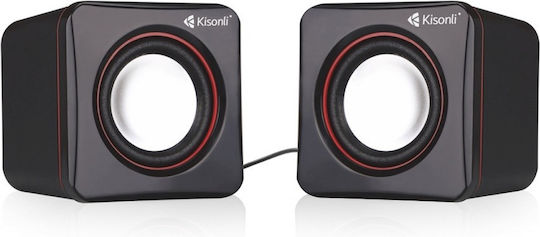Kisonli V400 Ηχεία Υπολογιστή 2.0 με Ισχύ 6W σε Μαύρο Χρώμα
