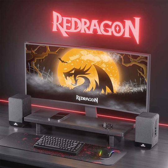 Redragon GS813 Ασύρματα Ηχεία Υπολογιστή 2.0 με RGB Φωτισμό και Bluetooth Ισχύος 20W σε Μαύρο Χρώμα