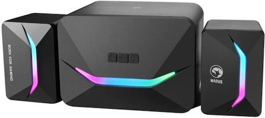 Marvo SG-235 Computerlautsprecher 2.1 mit RGB-Beleuchtung und Leistung 5W in Schwarz Farbe