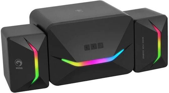 Marvo SG-235 Computerlautsprecher 2.1 mit RGB-Beleuchtung und Leistung 5W in Schwarz Farbe