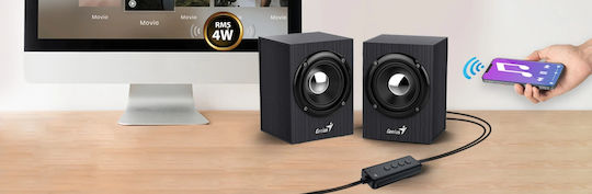 Genius SP-HF385BT Ηχεία Υπολογιστή 2.0 με Bluetooth και Ισχύ 4W Μαύρα
