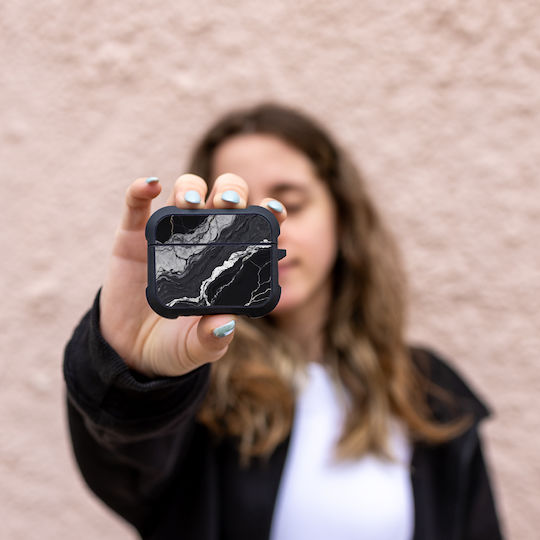Sonique Marble Series Silicone Case In Black Colour For Apple AirPods Pro 3