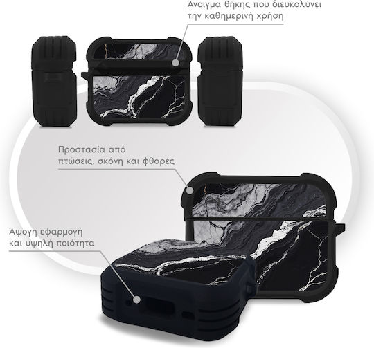 Sonique Marble Series Silicone Case In Black Colour For Apple AirPods Pro 3