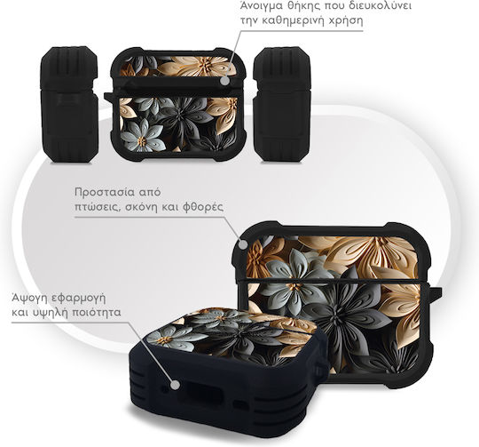 Sonique 3d Flower Series Калъф от Силикон в Сив Цвят за Apple AirPods Pro 3