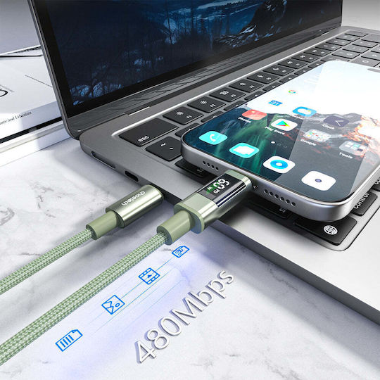 Choetech USB 2.0 Cable USB-C Male - USB-C 60W PD Green 1.2m