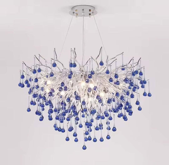 Candelabru Cristal Cc335/400ch 4x G9 Crom Cristale Albastre 40cm Înălțime Reglabilă