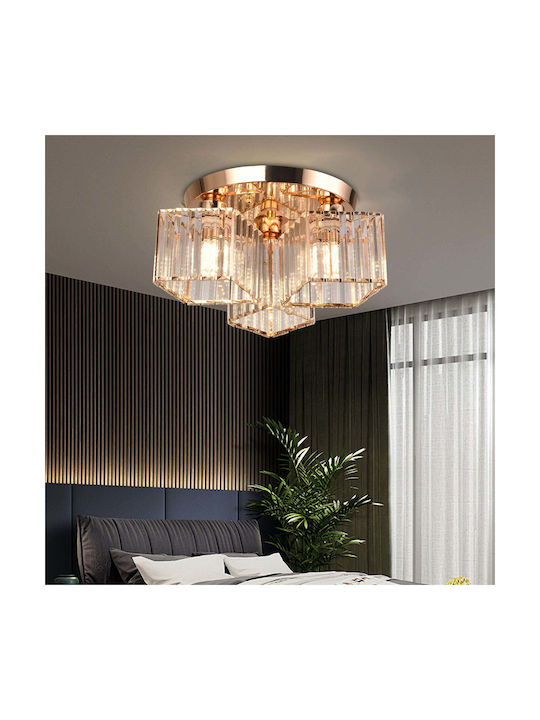 Candelabru Modern Clasic Sasha Lc117/3gd 3x E27 Metal Cristal Abajur Auriu