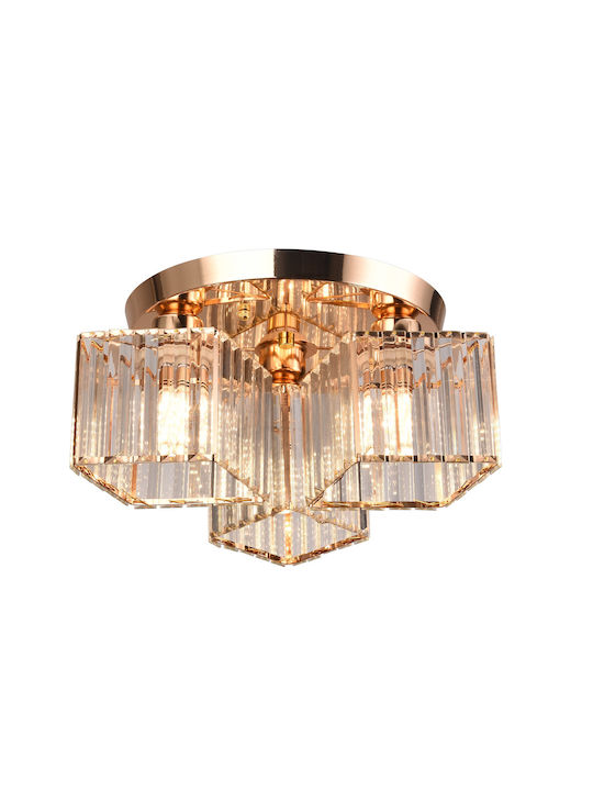 Candelabru Modern Clasic Sasha Lc117/3gd 3x E27 Metal Cristal Abajur Auriu