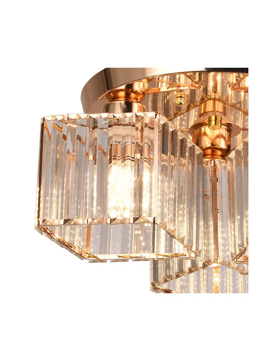 Candelabru Modern Clasic Sasha Lc117/3gd 3x E27 Metal Cristal Abajur Auriu