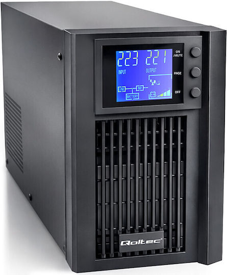 Qoltec 52640 UPS устройства On-Line 1000VA 800W с 2 Schuko гнезда
