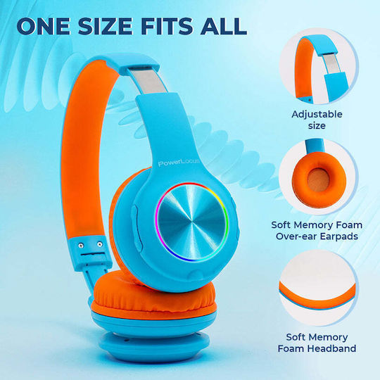 PowerLocus PLED Безжични / Жични Over Ear Слушалки с 30 часа Работа Blue/Orange