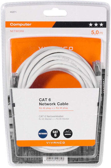 Vivanco F/UTP Kat.6 Gigabit Netzwerkkabel Ethernet 5m Weiß