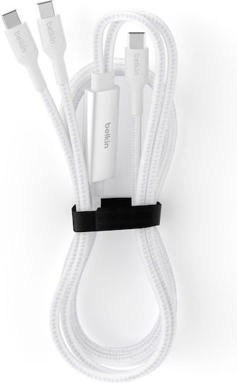 Belkin Boostcharge Pro USB 2.0 Cable USB-C male - USB-C 140W Λευκό 1.5m CAC004hq1.5MWH