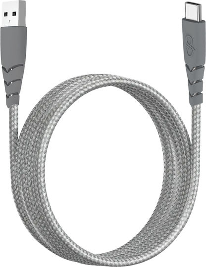 Force Power Ultra-verstärktes Usb A Usb C Kabel 2m 3a Graues Grau