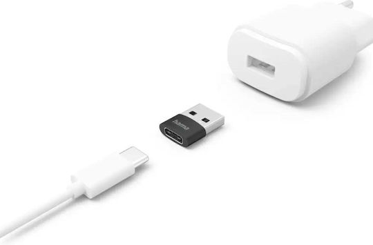 HAMA Конвертор USB-A мъжки към USB-C женски Черен 3бр 00201532