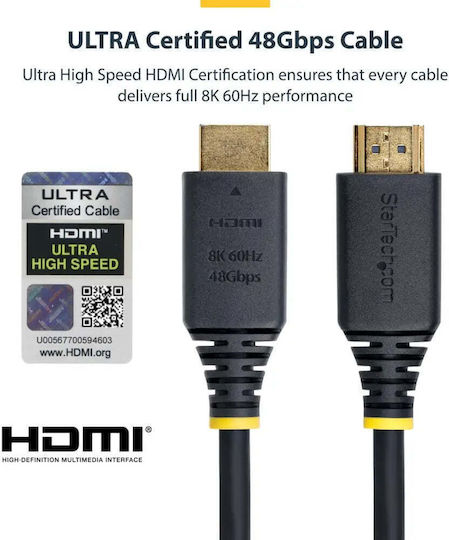 StarTech Висококачествен HDMI 2.1 Ултра Бърз 48Gbps 4K 120Hz HDR VRR Кабел HDMI мъжки - HDMI мъжки 5м Черен