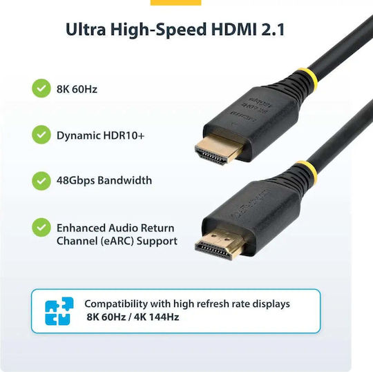 StarTech High HDMI 2.1 Ultra High Speed 48Gbps 4K 120Hz HDR VRR Cable HDMI Male - HDMI Male 3m Black