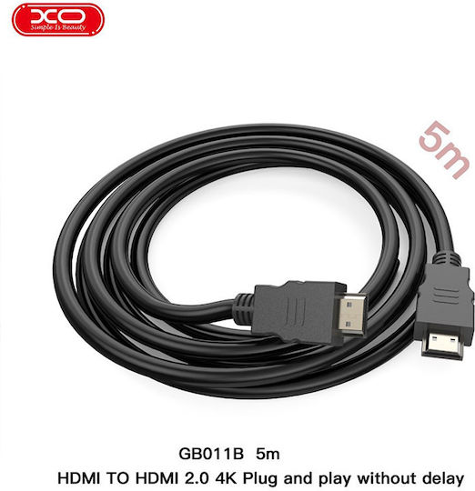 Καλώδιο Βίντεο Xo Design Gb011b Hdmi Hdmi 4k 5 Μέτρα Μαύρο
